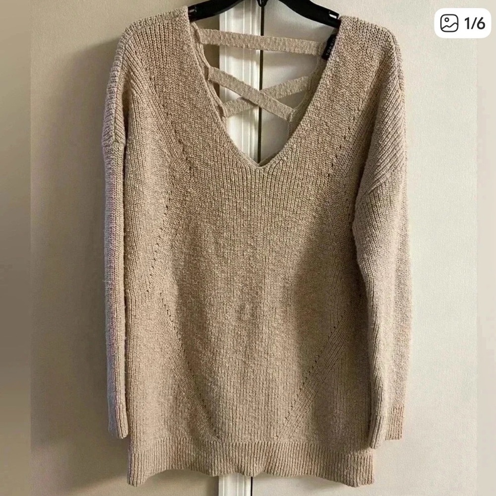 Torrid Women's Beige Sweater with Cross Back Detail size 1X.
